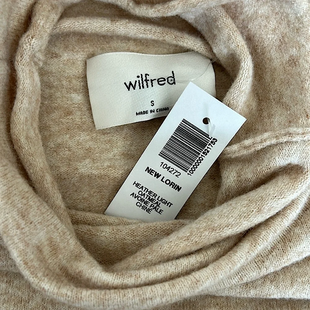 Wilfred Aritzia NWT New Lorin Cashmere Light Oatmeal Sweater Shirt Top **Sz S** - Picture 8 of 9